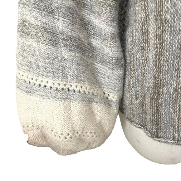 BNDI Revolve Sweater Sz S/M Hand Knit Style Grays Ivory Dolman Balloon Sleeve - Picture 3 of 10